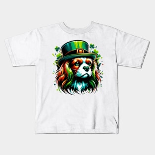 Cavalier King Charles Spaniel Celebrates Saint Patrick's Day Kids T-Shirt